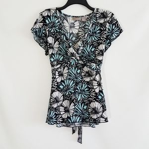 🌺Kim Rogers Short Sleeve Floral Design Top/Blouse